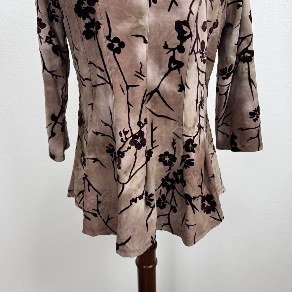 VTG Roz & Ali Top Womens MP Brown Floral Velvet Fairy Grunge Phoebe Friends 90s - Picture 3 of 13